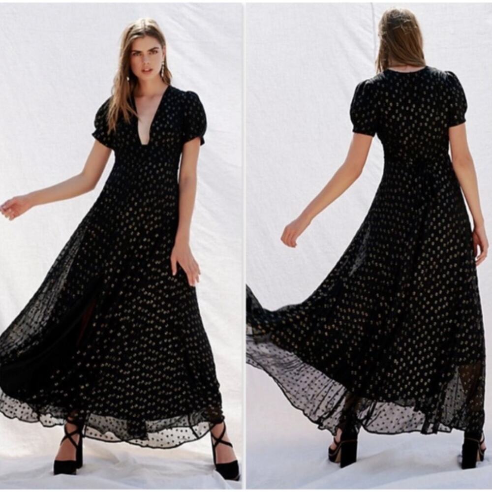 FREE PEOPLE Black Wanderer Maxi Dress‎ GUC sz 0